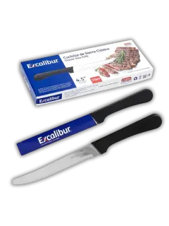 CAJA CUCHILLO DE MESA 4.5" MANGO NEGRO EXCALIBUR 12UND