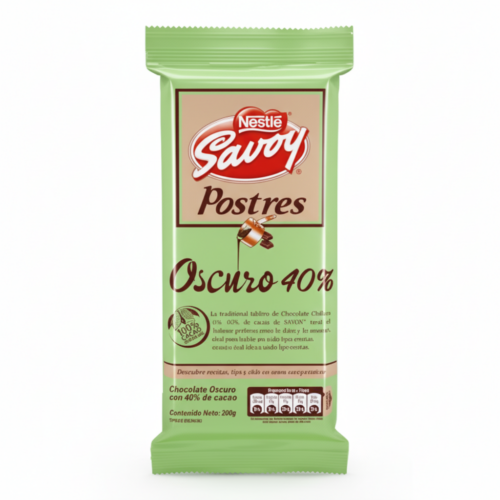 CHOCOLATE 40% SAVOY POSTRES 200GR