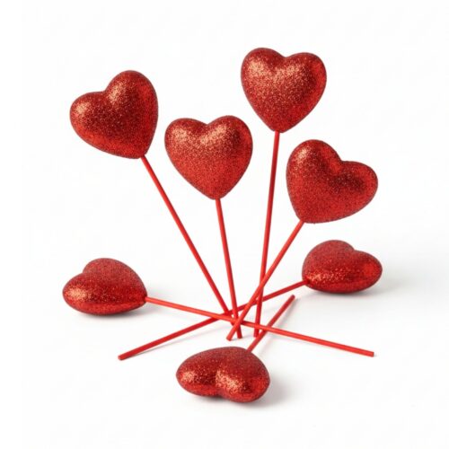 HEART PICKS - GLITTER VASE - GLITTER HEARTS