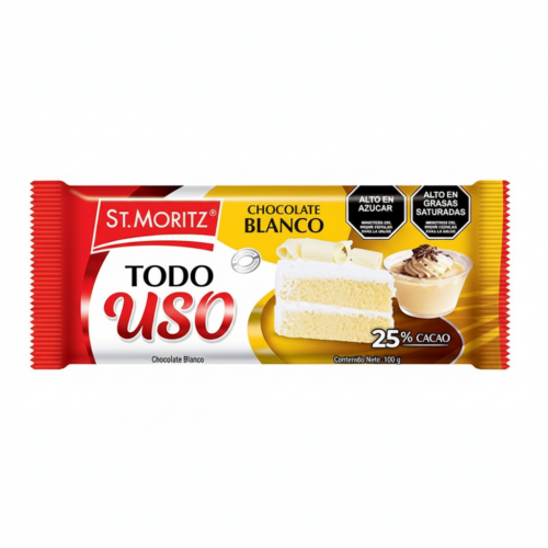 CHOCOLATE BLANCO 25% TODO USO 100GR ST MORITZ