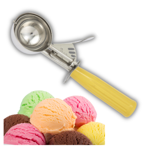 CUCHARA PARA HELADO AMARILLA CAP. 2 OZ WINCO