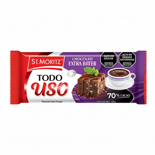 TABLETA CHOCOLATE EXTRA BITTER 70% TODO USO 100GR ST MORITZ