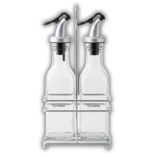 BOTELLAS DISPENSADORAS DE VIDRIO 200ML CON SOPORTE EXCALIBUR