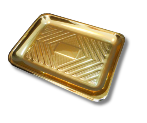 BANDEJA PET DORADA 13X19CM 1UND