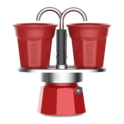 CAFETERA ROJA CON DOS TAZAS BIALETTI